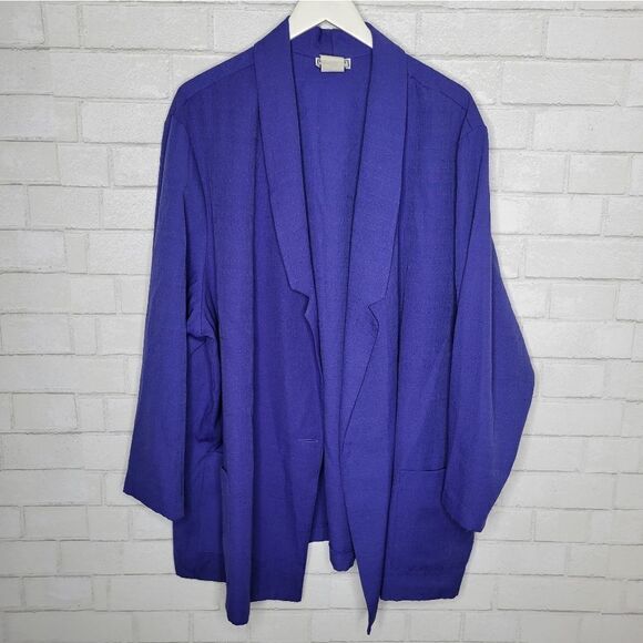 Main Street Classics VINTAGE 90s Purple Indigo Open Front Blazer - Picture 1 of 4